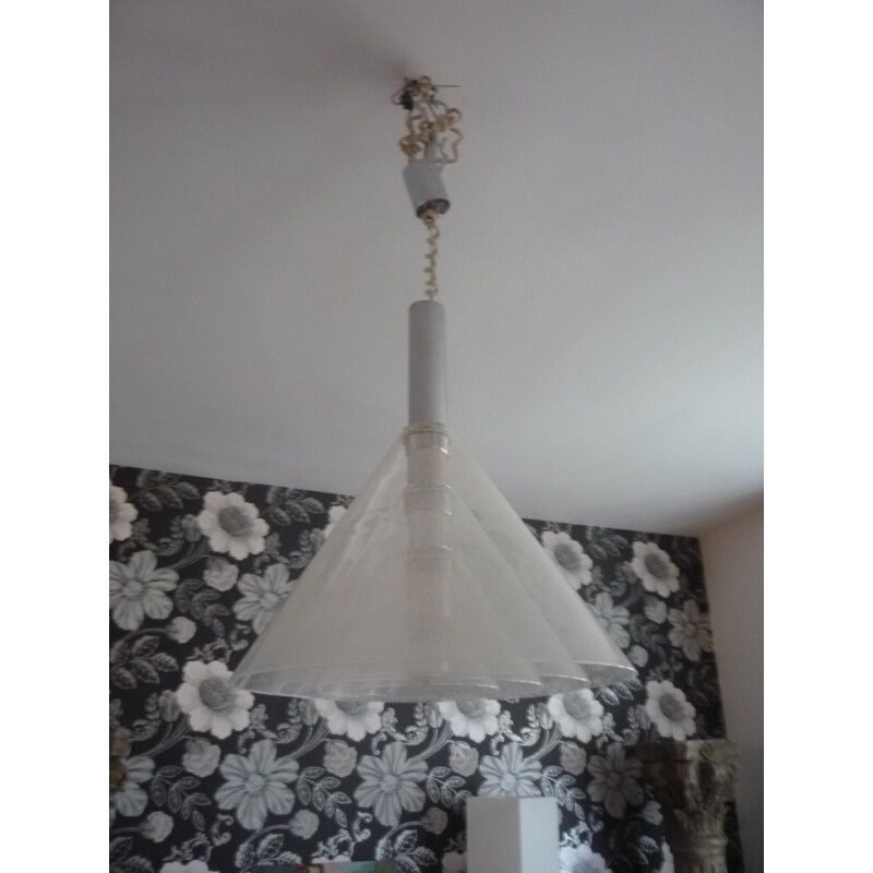 Vintage chandelier in bubble glass of Murano for Mazzega - 1960s