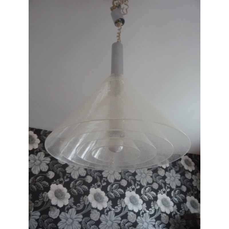 Vintage chandelier in bubble glass of Murano for Mazzega - 1960s