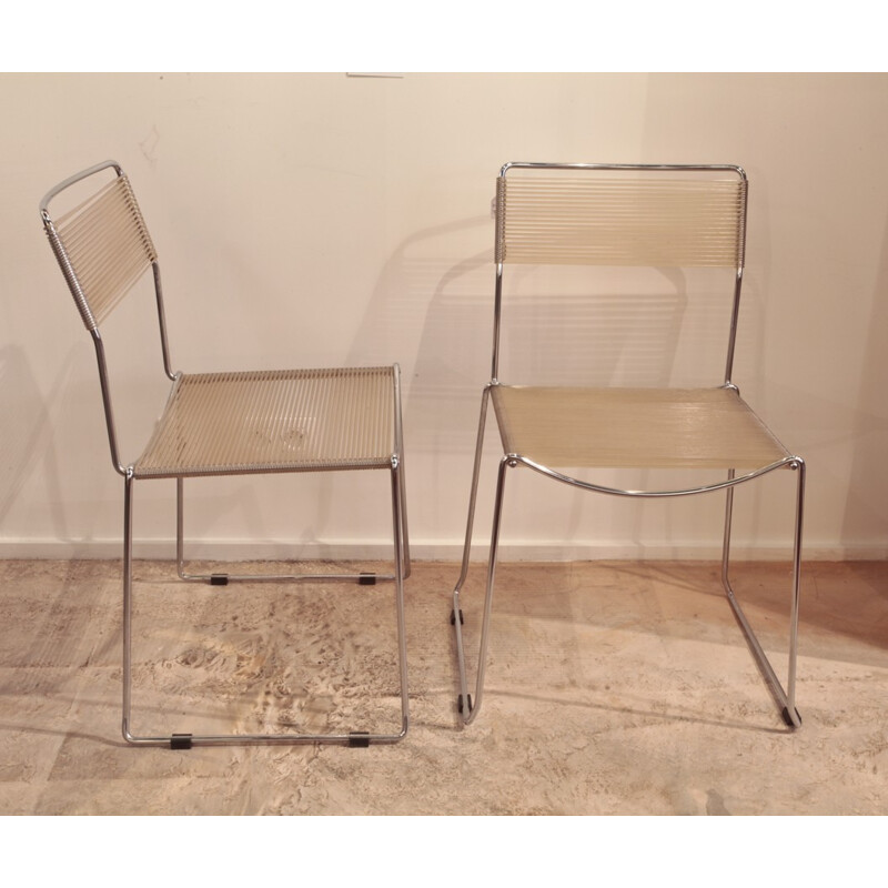 Pair of vintage scoubidou chairs - 1970s