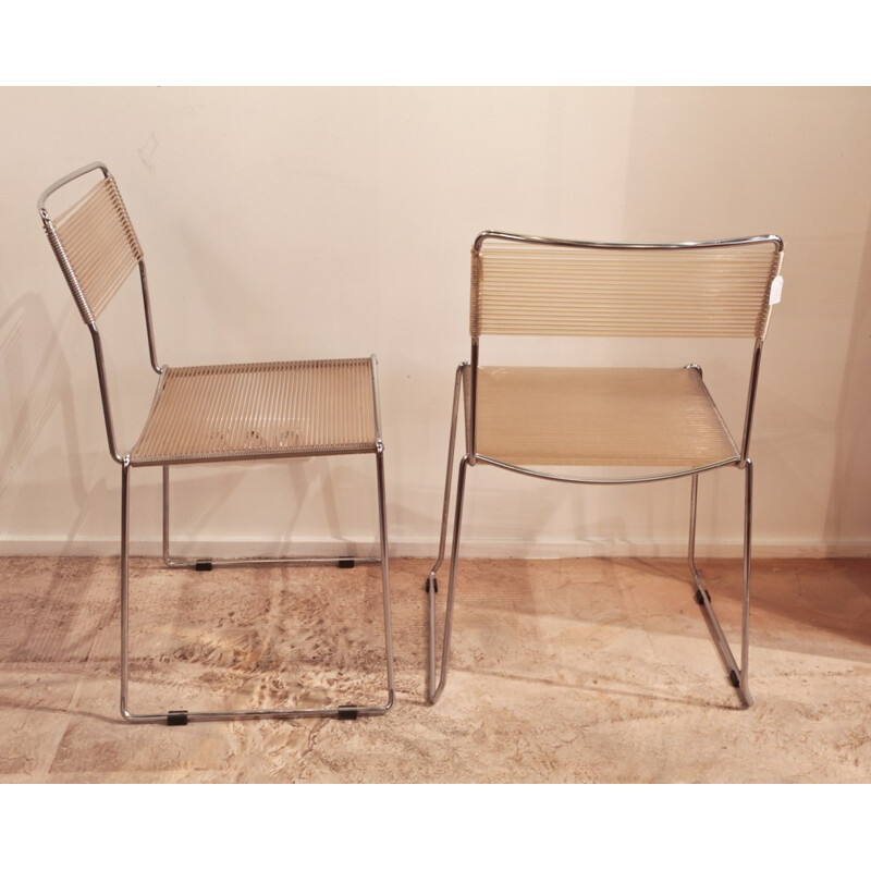 Pair of vintage scoubidou chairs - 1970s