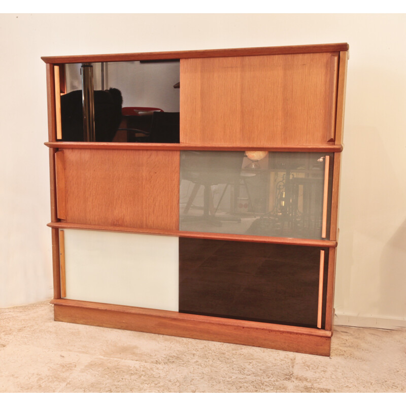 Vintage Oscar cabinet in wood and glass - 1950s