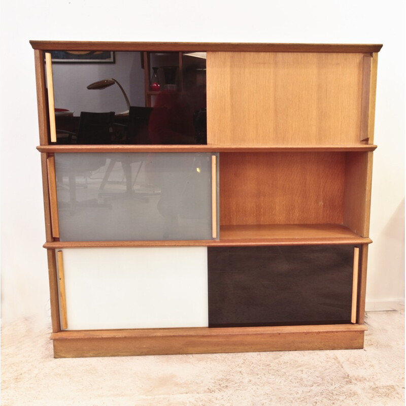 Vintage Oscar cabinet in wood and glass - 1950s