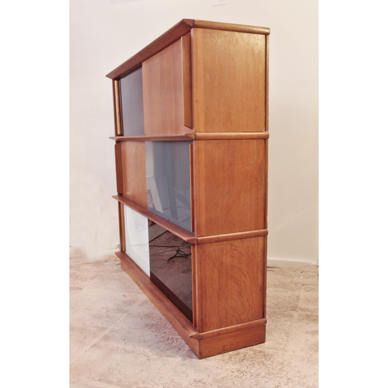Armoire Oscar vintage en bois et verre - 1950
