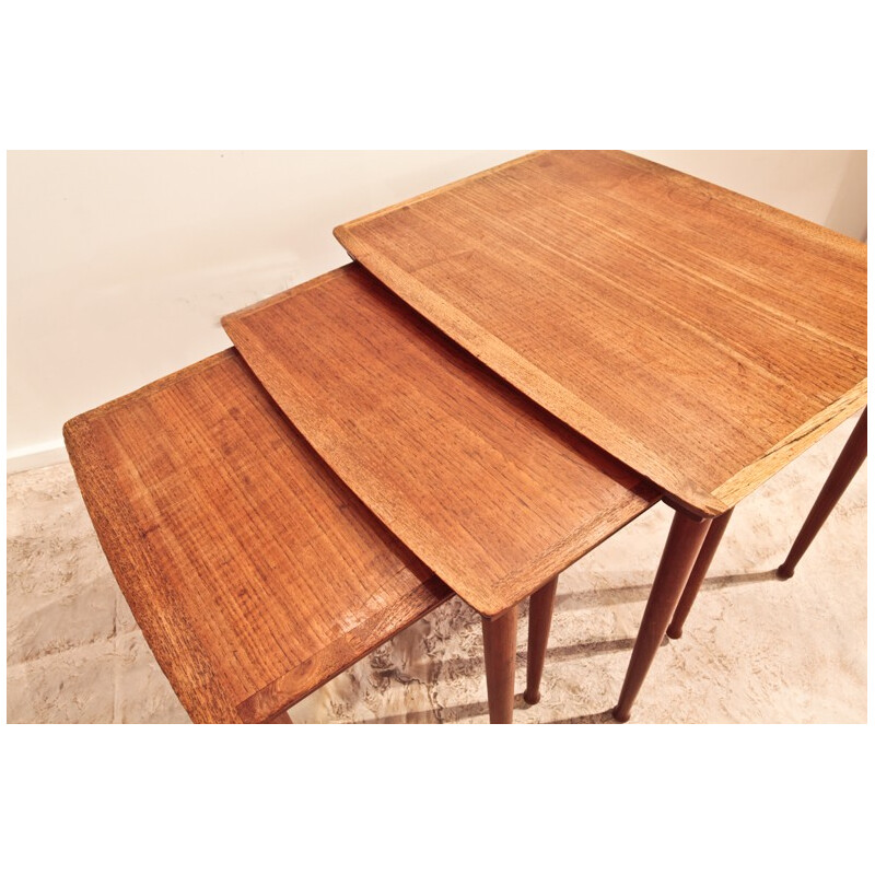 Tables gigognes vintage en teck pour Mobelintarsia - 1950