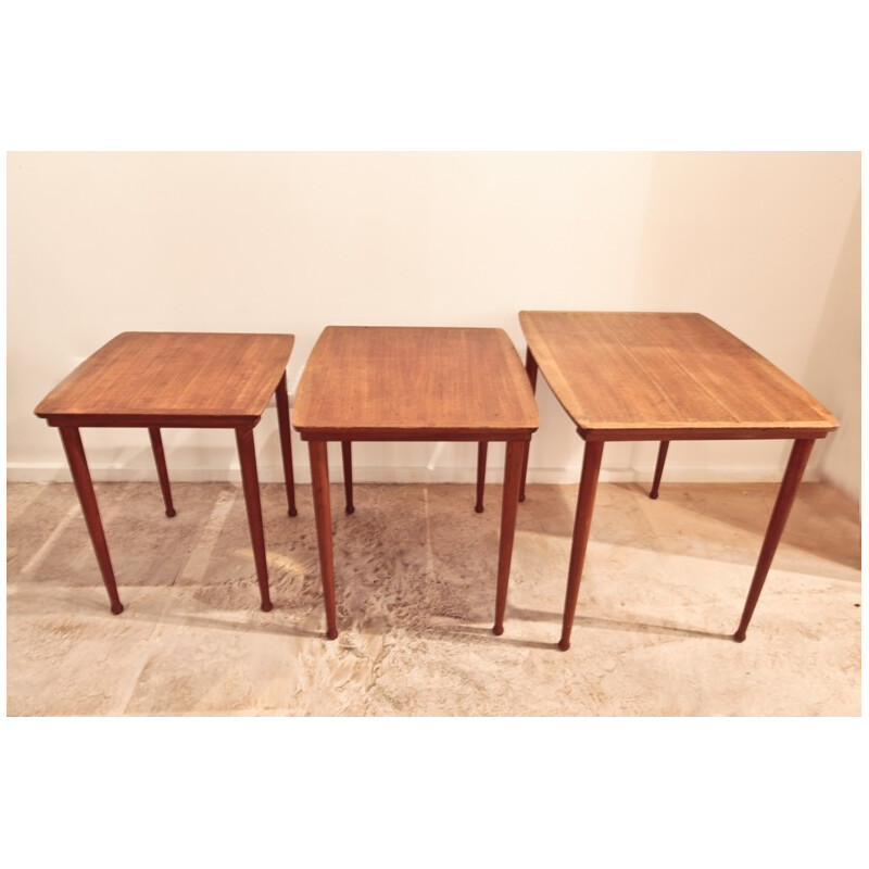 Tables gigognes vintage en teck pour Mobelintarsia - 1950