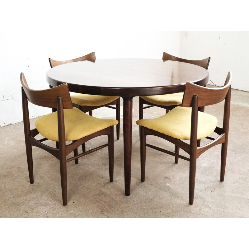 Danish round table in rosewood with 2 extension plates - 1960s