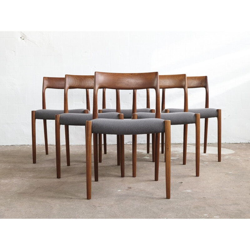 Set of 6 chairs in teak by Niels O. Møller - 1960s