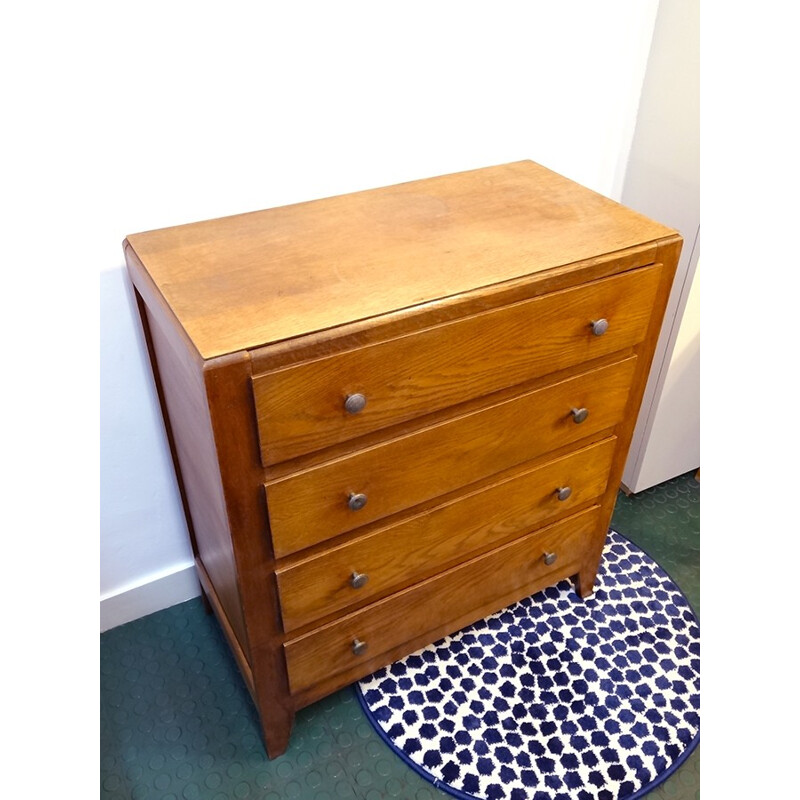 Vintage Oak chest of 4 drawers - 1940s