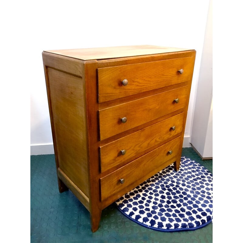 Vintage Oak chest of 4 drawers - 1940s