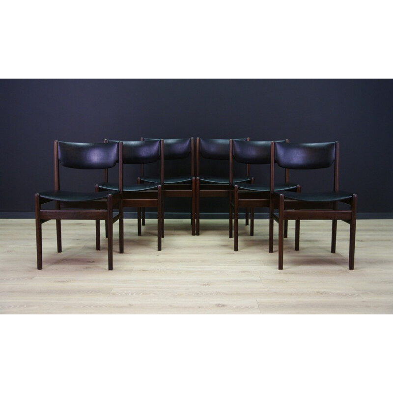 Vintage set of 6 brown danish chairs - 1960s