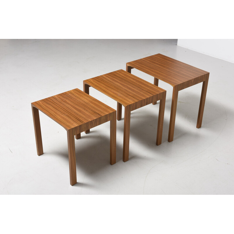 Nesting tables in wood by Wilhelm Renz - 1960s