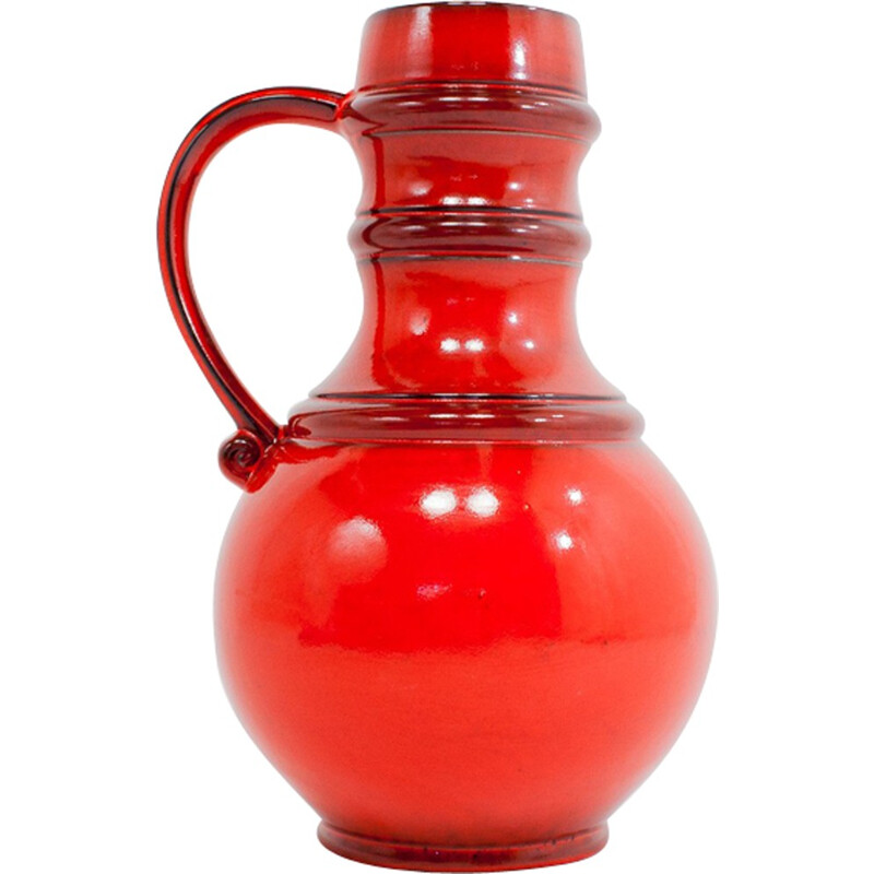 Large red glazed vintage Jasba vase jar - 1960s