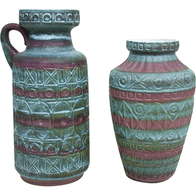 Set of 2 vases in ceramic by Bodo Mans for Bay Keramik - 1960s