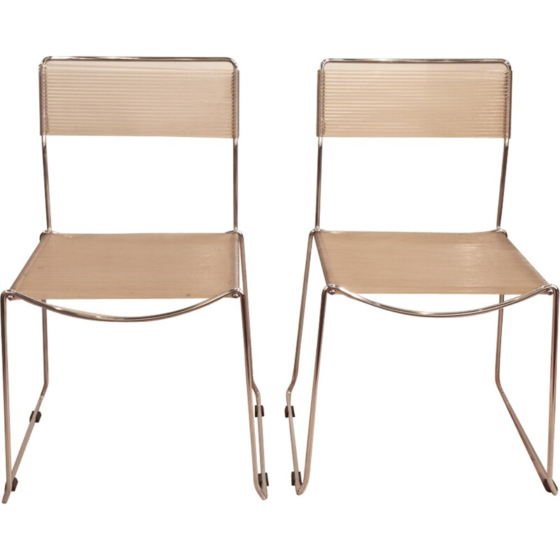 Pair of vintage scoubidou chairs - 1970s