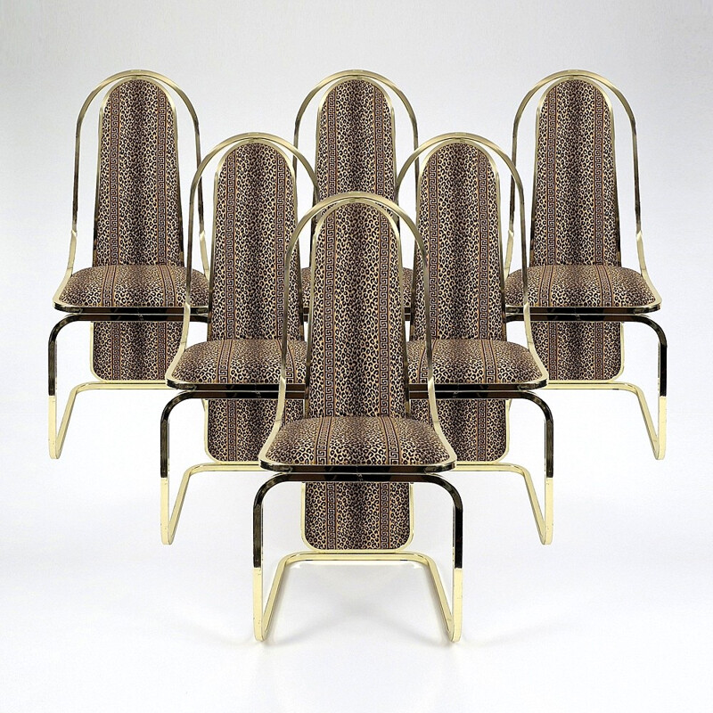Set of 6 brass dining chairs - 1970s