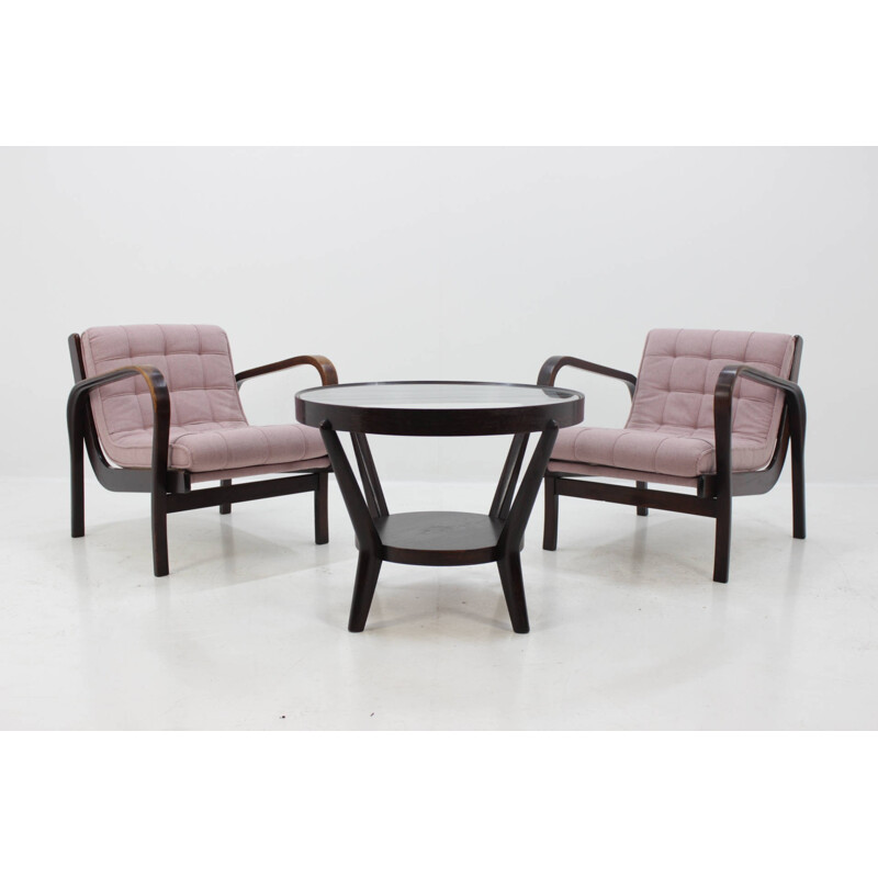 Set of Czechoslovakia armchairs and coffee table by Kropáček and Koželka - 1960s
