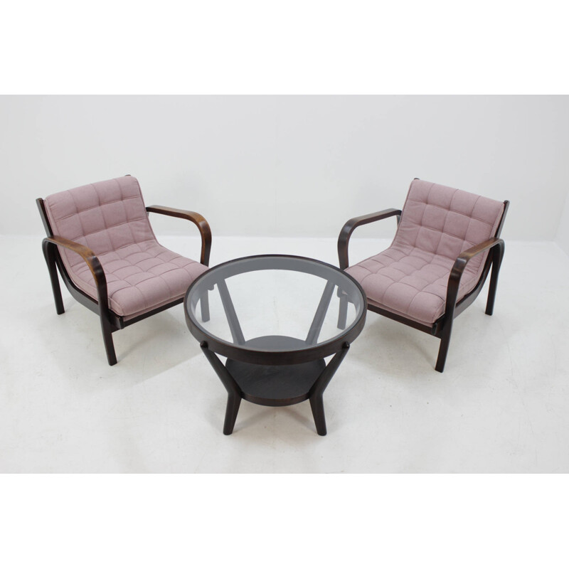 Set of Czechoslovakia armchairs and coffee table by Kropáček and Koželka - 1960s