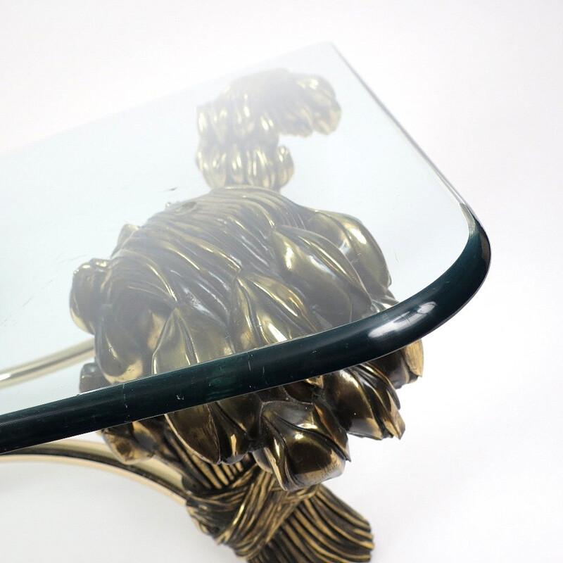 Vintage gilded metal and glass coffee table - 1970s