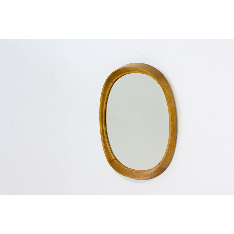 "Camilla"oval oak wall mirror by Fröseke - 1950s