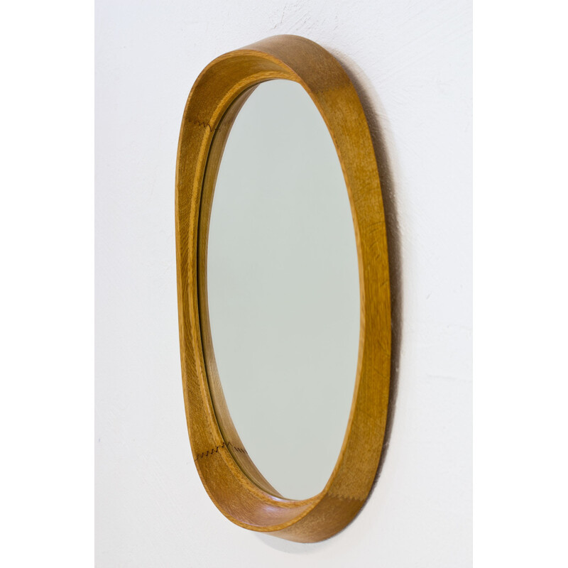 "Camilla"oval oak wall mirror by Fröseke - 1950s