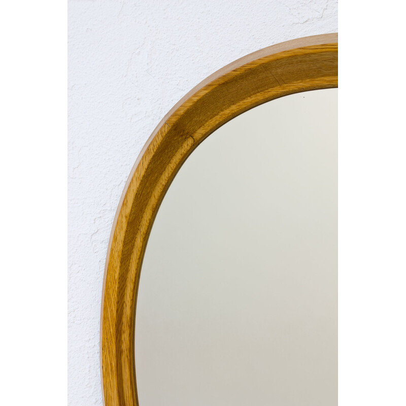 "Camilla"oval oak wall mirror by Fröseke - 1950s