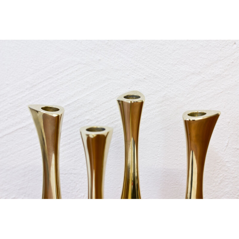 Set of 4 Swedish organic shaped brass candlesticks by K.E. Ytterberg for BCA Eskilstuna - 1960s