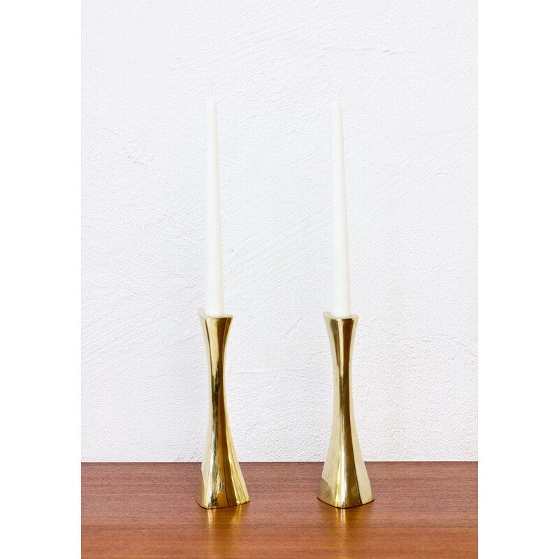 Set of 4 Swedish organic shaped brass candlesticks by K.E. Ytterberg for BCA Eskilstuna - 1960s