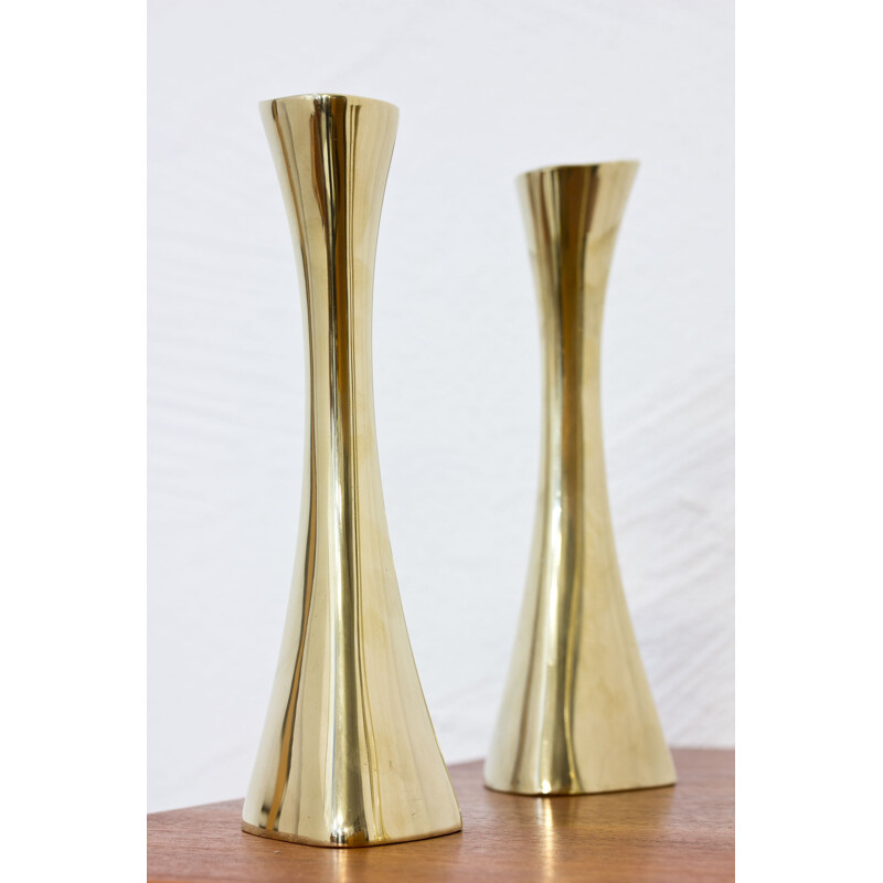 Set of 4 Swedish organic shaped brass candlesticks by K.E. Ytterberg for BCA Eskilstuna - 1960s