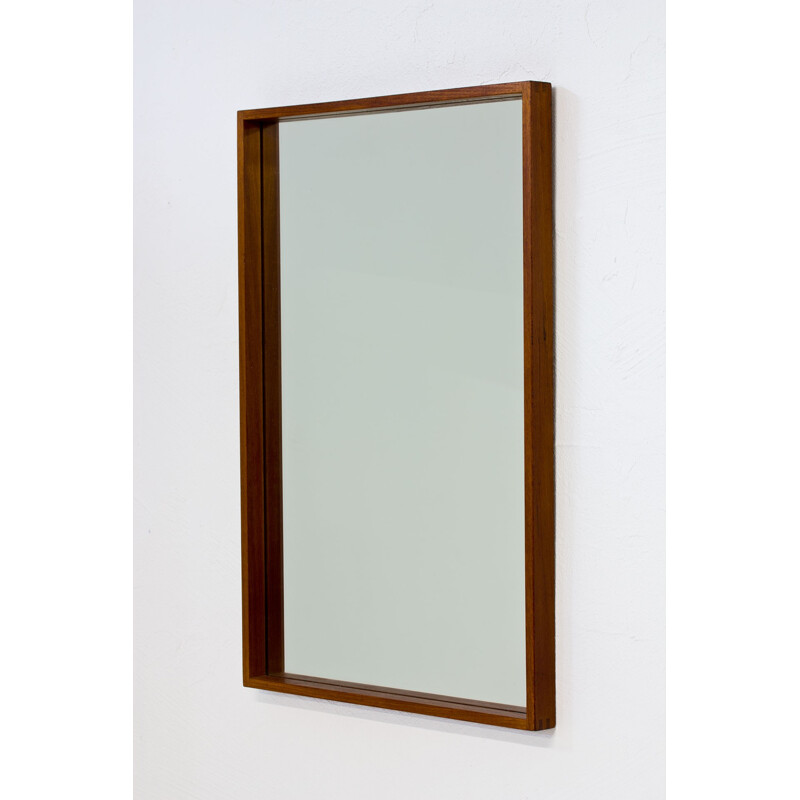 Swedish Vintage Rectangular Teak Wall Mirror - 1950s