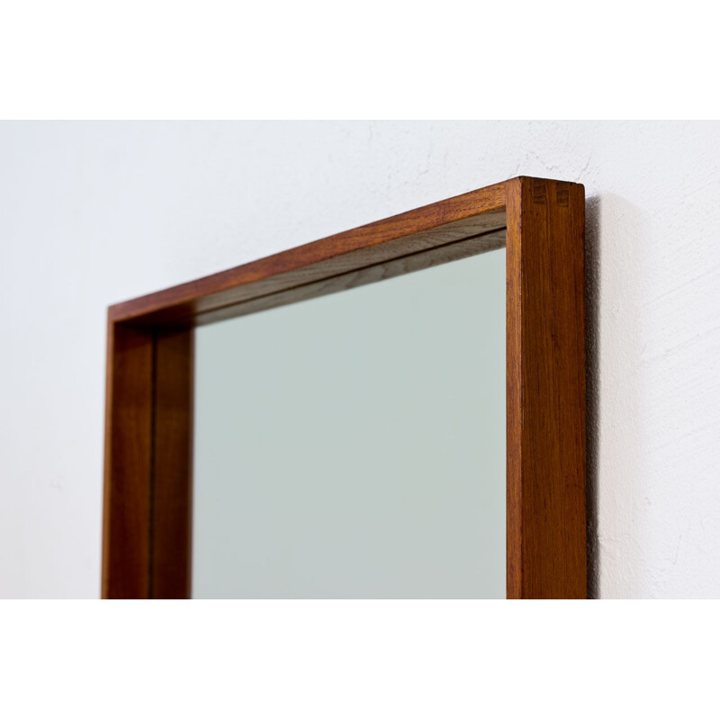 Swedish Vintage Rectangular Teak Wall Mirror - 1950s