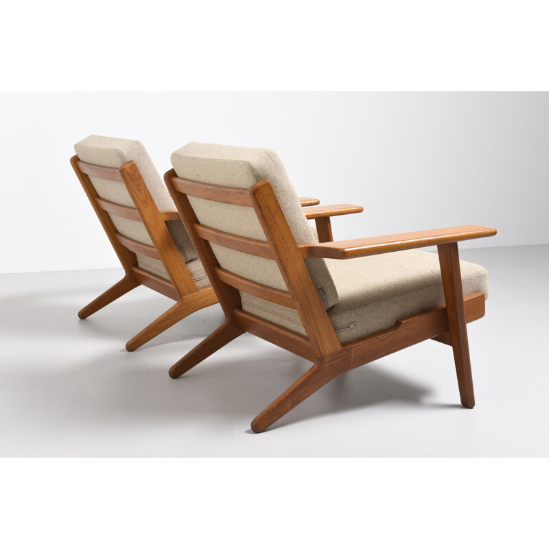 Pair Easy Chairs GE-290 In Teak by Hans J. Wegner - 1950s