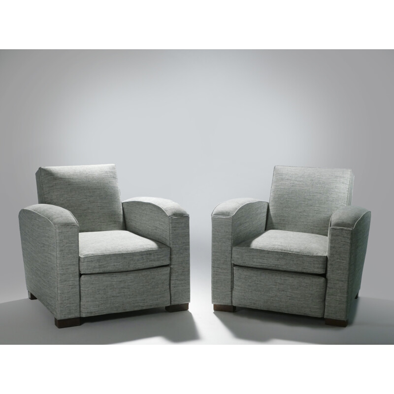Pair of Jacques Adnet reupholstered club chair - 1940s