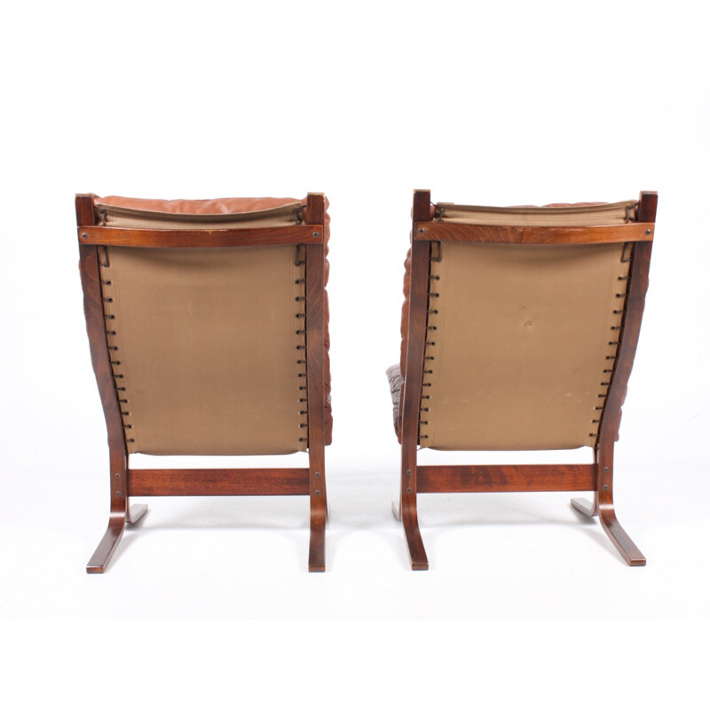 Pair of lounge armchairs in leather by Ingmar Relling - 1960s