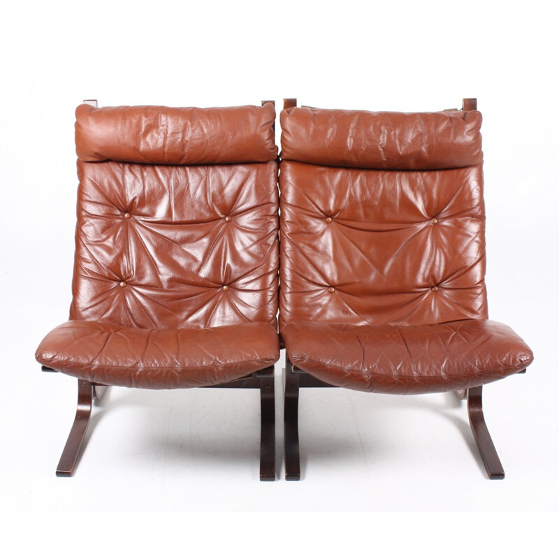 Pair of lounge armchairs in leather by Ingmar Relling - 1960s