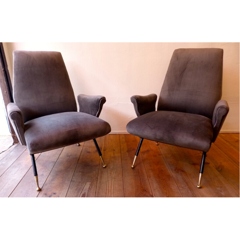 Pair of Italian armchairs, Nino ZONCADA - 1950s