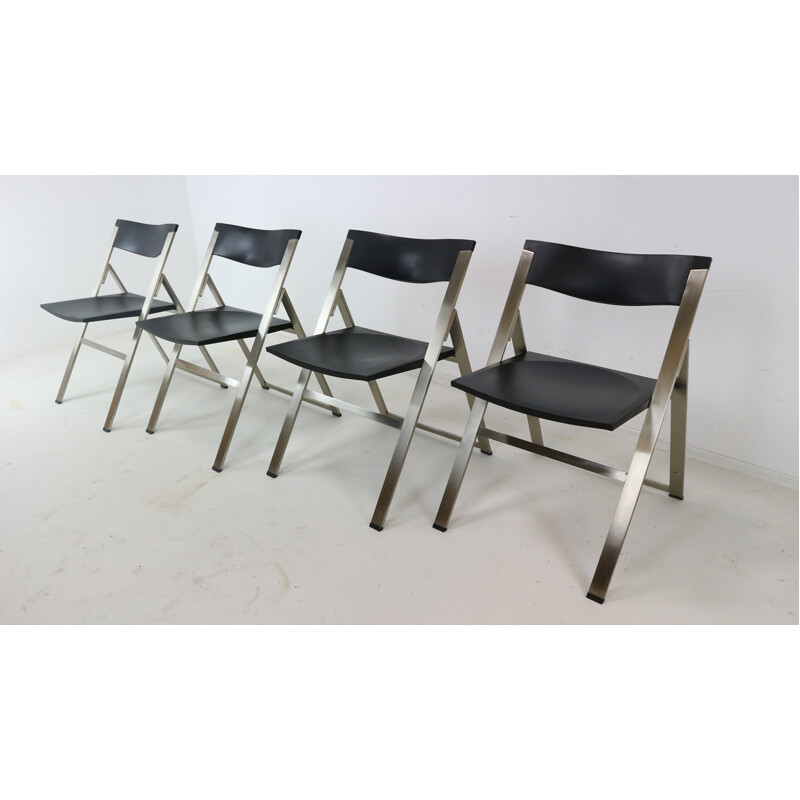 Set of Four Contemporary P08 Folding Chairs for Tecno, Italy - 1990s