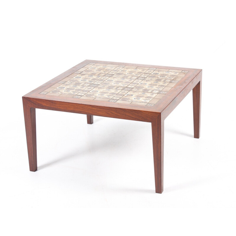 Mid-century Rosewood Table with Royal Copenhagen Tiles by Severin Hansen for Haslev Møbelsnedkeri - 1970s