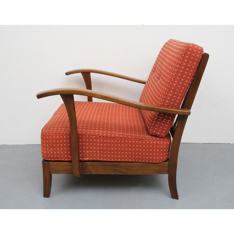 Vintage armchair in pale red - 1930s
