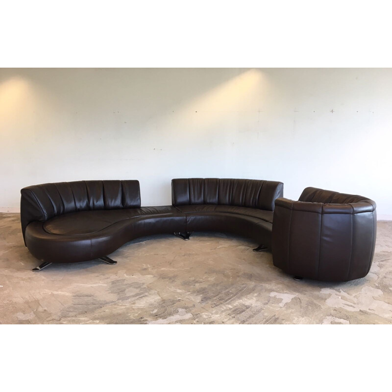 Vintage brown leather sofa model DS-1064 by Hugo De Ruiter for De Sede - 2000s