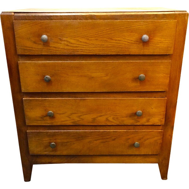 Vintage Oak chest of 4 drawers - 1940s