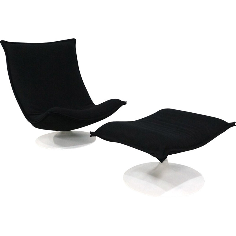 Armchair and ottoman black model 984 by Geoffrey Harcourt for Artifort - 1970s