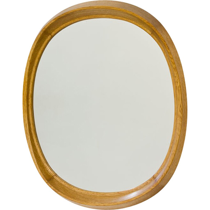 "Camilla"oval oak wall mirror by Fröseke - 1950s