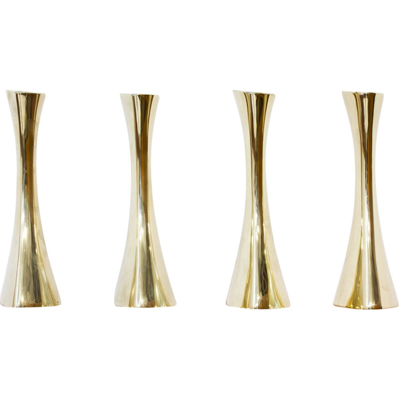 Set of 4 Swedish organic shaped brass candlesticks by K.E. Ytterberg for BCA Eskilstuna - 1960s