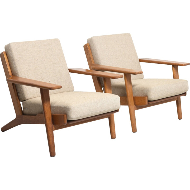 Pair Easy Chairs GE-290 In Teak by Hans J. Wegner - 1950s