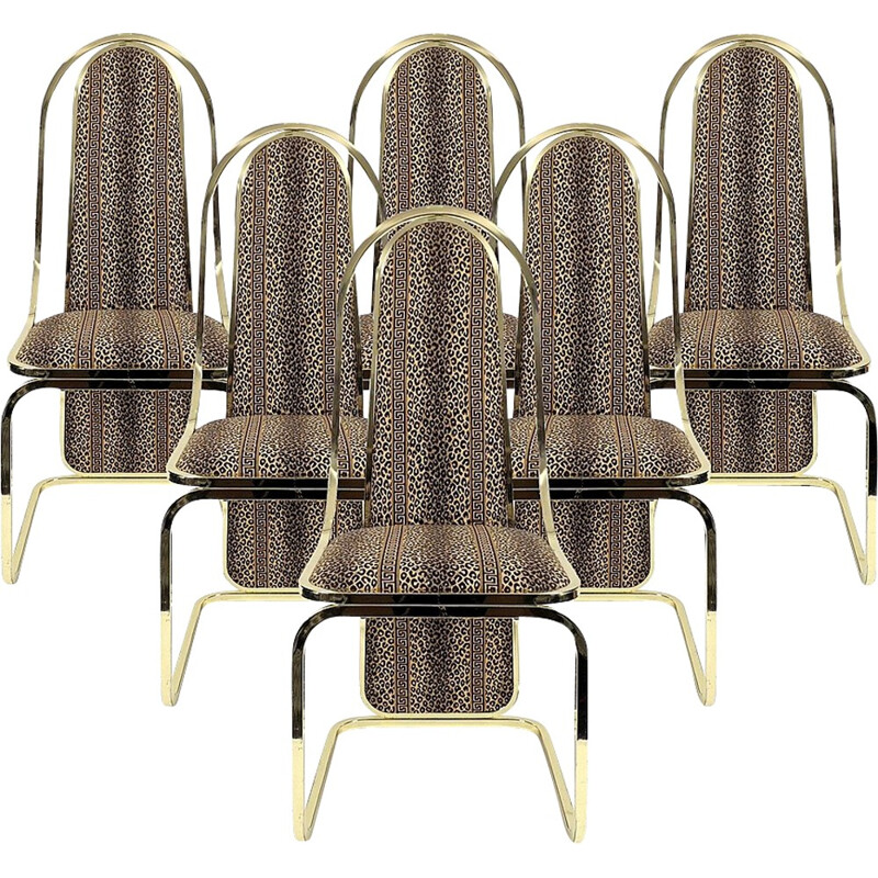Set of 6 brass dining chairs - 1970s