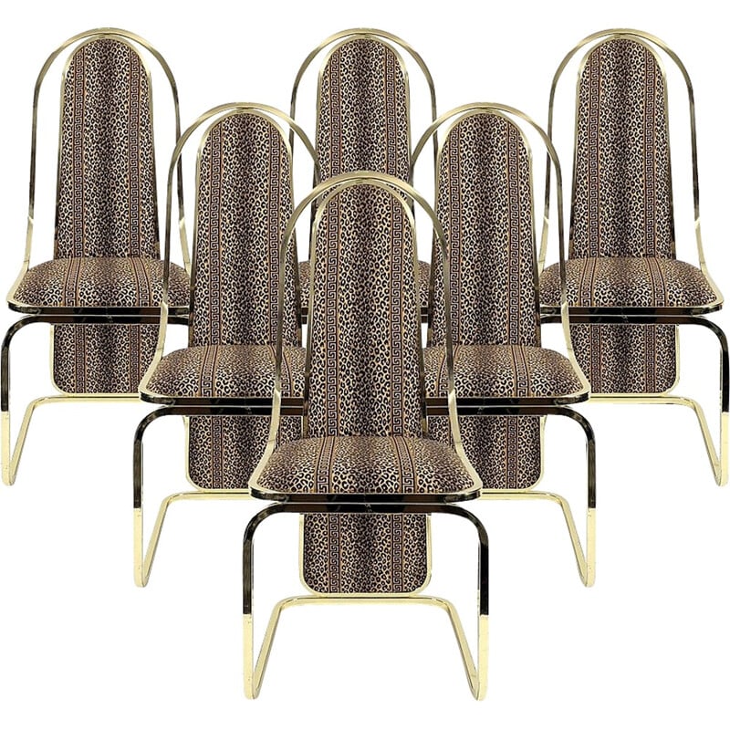 Suite de 6 chaises à repas en laiton - 1970