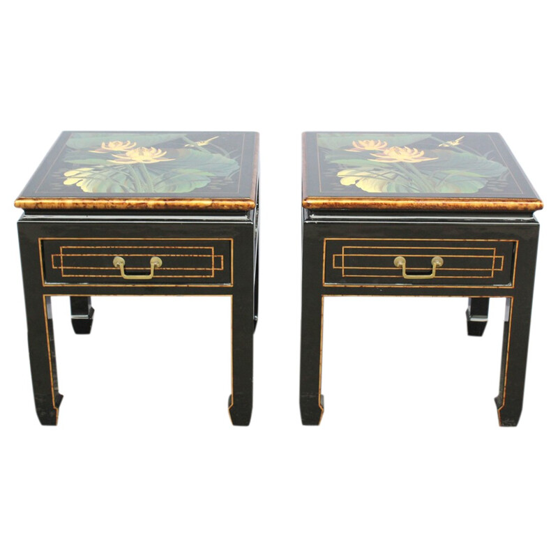 Pair of vintage bedside tables in wood - 1970s