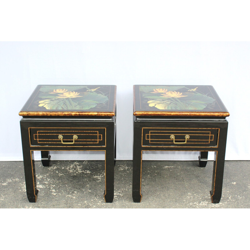 Pair of vintage bedside tables in wood - 1970s