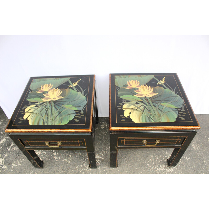 Pair of vintage bedside tables in wood - 1970s