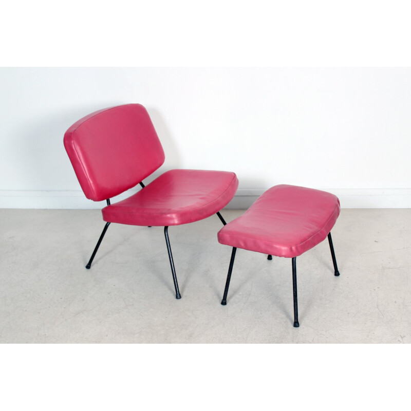 Low chair CM 190 with footstool by Pierre Paulin - 1950s